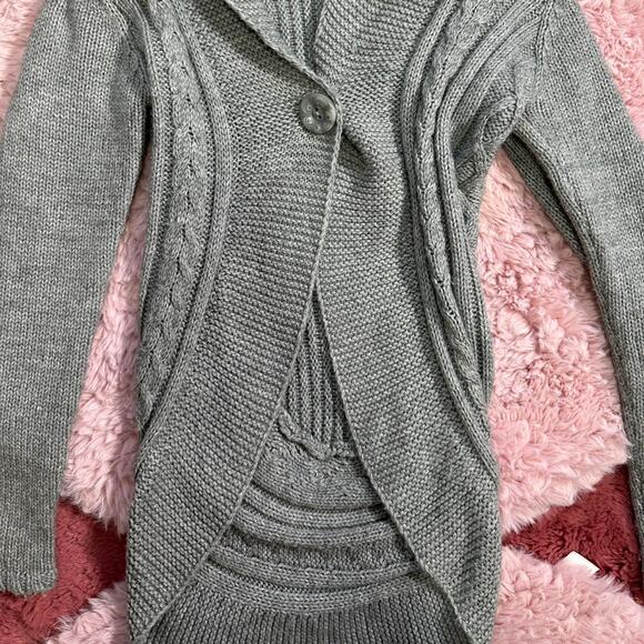 Cutie y2k gray slouchy fit cable knit cardigan with button - Picture 4 of 5